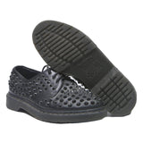 DR MARTENS 1461 Mens Lace-Up Shoes Black Leather UK 9 Studded Punk Rock Fashion
