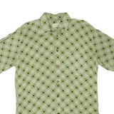 COLDOR Mens Green Checked Rayon Shirt M Lightweight Summer Casual Short Sleeve