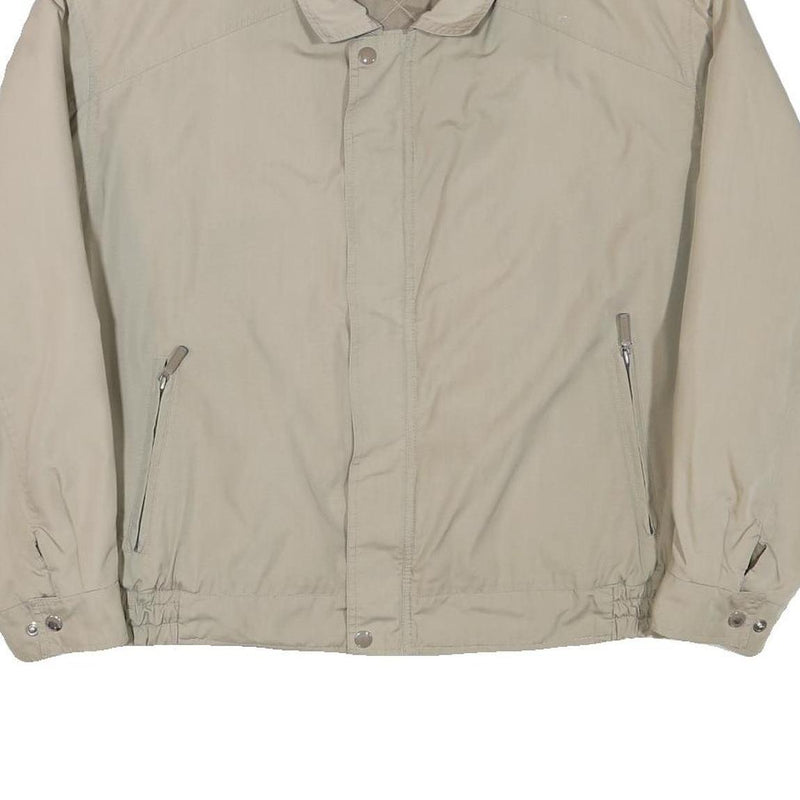 Mens Beige Polyester Blend Casual Zip Jacket L Plain Lightweight Warm