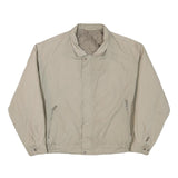 Mens Beige Polyester Blend Casual Zip Jacket L Plain Lightweight Warm