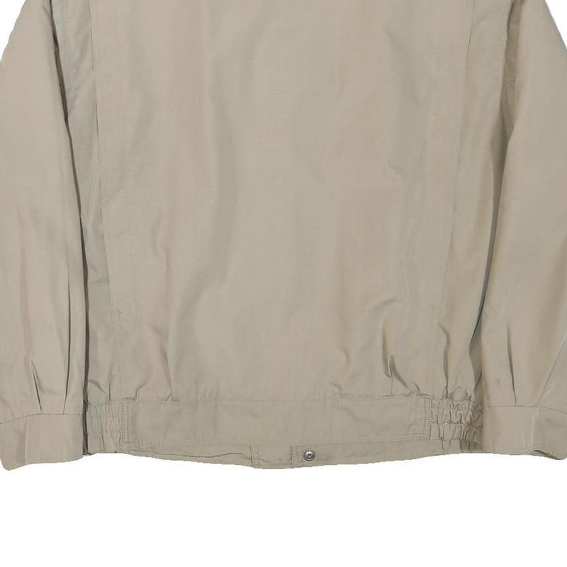 Mens Beige Polyester Blend Casual Zip Jacket L Plain Lightweight Warm