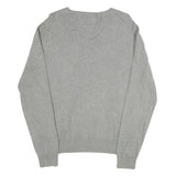 POLO RALPH LAUREN Mens Grey Plain Jumper V-Neck Basic Knit S Cotton Classic