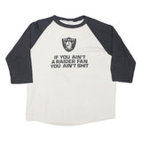 Mens Black & White Raiders Graphic Baseball T-Shirt XL 3/4 Sleeve Crew Neck