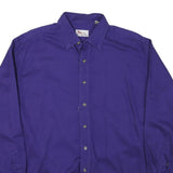 PRO ELITE Mens Blue Plain Shirt XL Button Collar Cotton Blend Casual Workwear