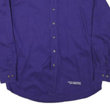 PRO ELITE Mens Blue Plain Shirt XL Button Collar Cotton Blend Casual Workwear