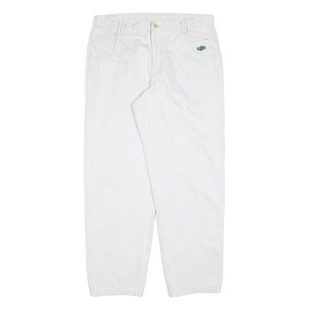 Mens Regular Fit White Cotton Blend Straight Jeans W34 L32 Casual Wear