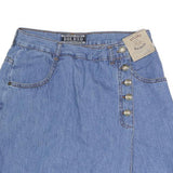 BOLERO Womens Blue Denim Mini Cotton Blend Skort Button Front Casual Size S