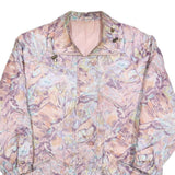 Womens Pink & Purple Abstract Patterned Jacket L Polyester Blend Zip Plain