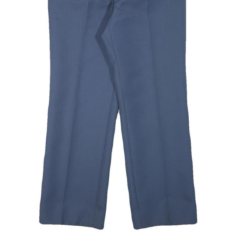 Mens Wool Blend Blue Regular Leg Trousers W30 L29 Zip Closure Classic Fit