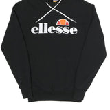 ELLESSE Womens Black Hoodie UK 10 Cotton Blend Pullover Hooded Sweatshirt