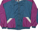 ATHLETIC WORKS Womens Purple & Blue Zip Front Nylon Jacket M Colourblock Casual
