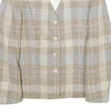 PERSONAL Womens Beige & Cream Wool Blend Check Jacket UK 8 Button Closure
