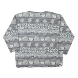 STREET ONE Mens Grey Cotton Blend Sweatshirt L Crew Neck Patterned Casual