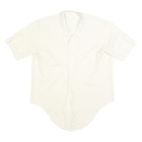 Womens White Plain Short Sleeve Shirt XL Lightweight Faux Silk Satin Relaxed Fit