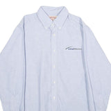 RED KAP Mens Blue & White Cotton Blend Shirt M Button-Down Collar Long Sleeve