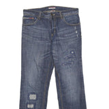 TOMMY HILFIGER Mens Jeans Blue Slim Straight Denim Medium W30 L30 Distressed