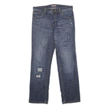 TOMMY HILFIGER Mens Jeans Blue Slim Straight Denim Medium W30 L30 Distressed