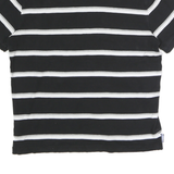 TOMMY HILFIGER Mens Black & White Striped Short Sleeve Polo Shirt M Classic