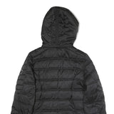 NAUTICA Womens Black Wool Zip Jacket L Quilted Hooded Puffer Lightweight Warm
