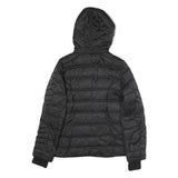 NAUTICA Womens Black Wool Zip Jacket L Quilted Hooded Puffer Lightweight Warm