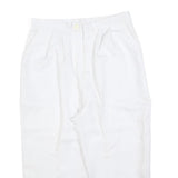 Womens Relaxed White Cropped Trousers W30 L20 Zip Closure Casual Summer Wear