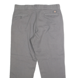 DICKIES Mens Classic Grey Polyester Blend Zip Trousers W38 L30 Workwear