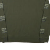 ADIDAS Mens Green Crew Neck M Logo Print Cotton Blend Sweatshirt