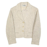 LA RIGI Womens Cream Wool Button Jacket M Woven Tailored Classic Stylish