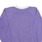 MORNING SUN Womens Purple Sweatshirt Floral Print Polo Collar L Casual Pullover