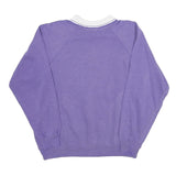 MORNING SUN Womens Purple Sweatshirt Floral Print Polo Collar L Casual Pullover