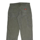 DICKIES Mens Cotton Relaxed Fit Green Trousers W34 L30 Workwear Utility