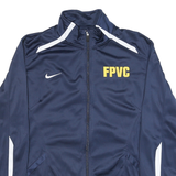 NIKE Mens Navy Blue Zip Track Jacket S Polyester Plain Sportswear Athletic