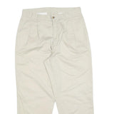 BURTONS Mens Cotton Blend Beige Regular Fit Trousers W34 L28 Classic Zip Closure