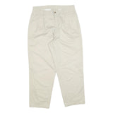 BURTONS Mens Cotton Blend Beige Regular Fit Trousers W34 L28 Classic Zip Closure