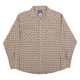 WRANGLER Mens Beige & Brown Check Shirt XL Western Classic Cotton Button