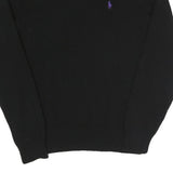 POLO RALPH LAUREN Mens Black Plain Crew Neck Basic Knit Jumper M Wool Luxury