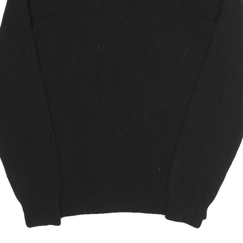 POLO RALPH LAUREN Mens Black Plain Crew Neck Basic Knit Jumper M Wool Luxury