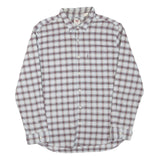 LEVI'S Mens White & Maroon Checked Shirt 2XL Cotton Blend Casual Long Sleeve