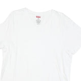 LEVI'S Mens White Cotton Blend T-Shirt M Short Sleeve V-Neck Plain Casual