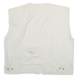 CHEROKEE Mens White Cotton Utility Jacket XL Woven Sleeveless Multi Pocket Zip