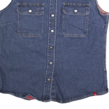 DICKIES Womens Blue Sleeveless Denim Button Jacket L Cotton Workwear Vest