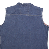 DICKIES Womens Blue Sleeveless Denim Button Jacket L Cotton Workwear Vest
