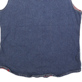 DICKIES Womens Blue Sleeveless Denim Button Jacket L Cotton Workwear Vest