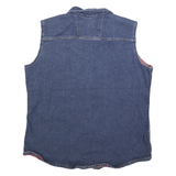 DICKIES Womens Blue Sleeveless Denim Button Jacket L Cotton Workwear Vest