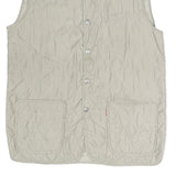 Teddys Mens Beige Quilted Button Sleeveless Jacket L Polyester Blend Woven