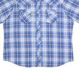 WRANGLER Mens Blue & White Check Shirt 2XL Western Casual Short Sleeve