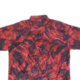 Mens Red & Purple Floral Pattern Short Sleeve Shirt L Polyester Blend Casual