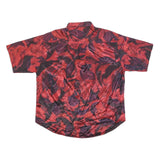 Mens Red & Purple Floral Pattern Short Sleeve Shirt L Polyester Blend Casual