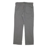 DICKIES Mens Regular Grey Cotton Blend Workwear Trousers W32 L29 Durable Zip