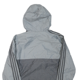ADIDAS Womens Grey & Dark Grey Zip Up Hooded Jacket M Polyester Blend Casual